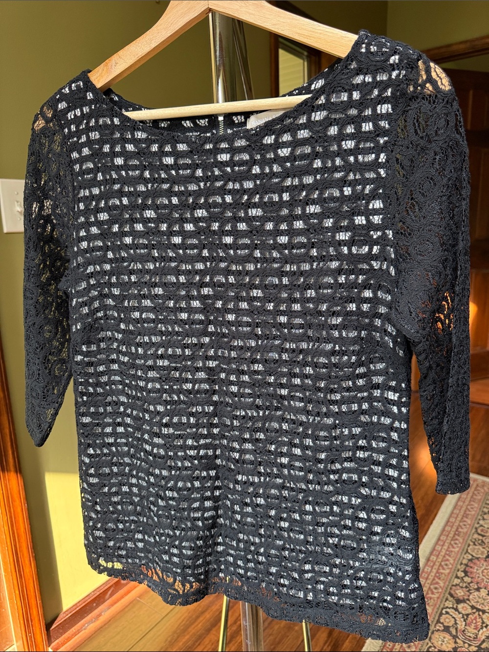 Banana Republic Black Crochet Lace Women's Top